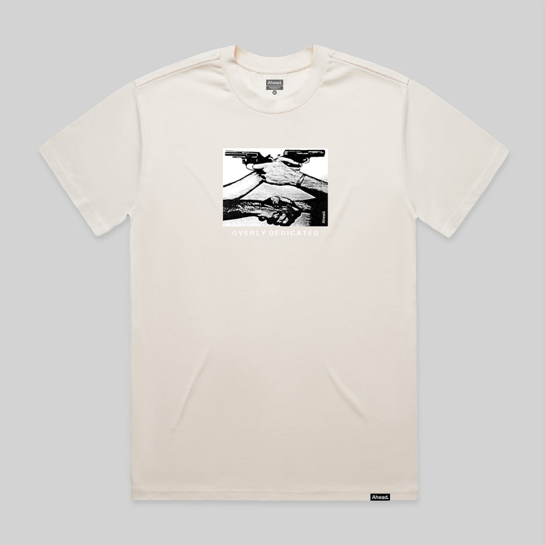 Overly Dedicated heavyweight tee shirt, Ecru